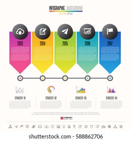 Timeline Infographics design template with icons set , Vector eps10 