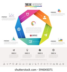 Timeline Infographics design template with icons set , Vector eps10 . 