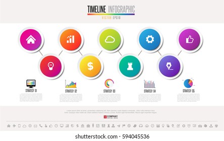 Timeline Infographics design template with icons set , Vector eps10 