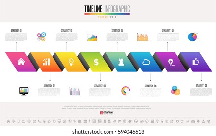 Timeline Infographics design template with icons set , Vector eps10 