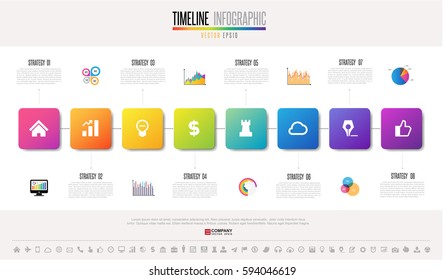 Timeline Infographics design template with icons set , Vector eps10 