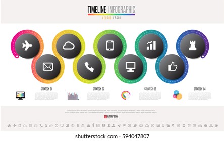 Timeline Infographics design template with icons set , Vector eps10 . 