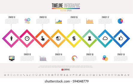Timeline Infographics design template with icons set , Vector eps10 . 