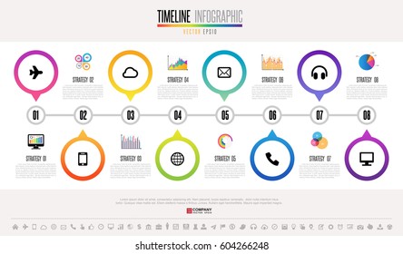 Timeline Infographics Design Template Icons Set Stock Vector Royalty Free