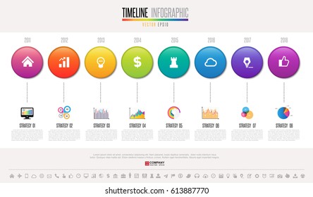 Timeline Infographics design template with icons set , Vector eps10 . 