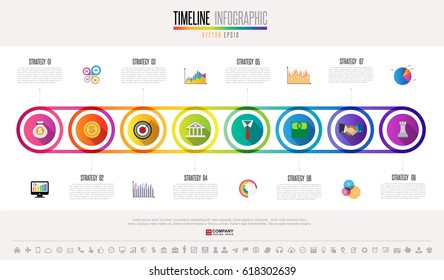 Timeline Infographics design template with icons set , Vector eps10 . 