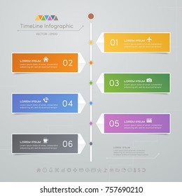 Timeline infographics design template with icons, process diagram, vector eps10 illustration