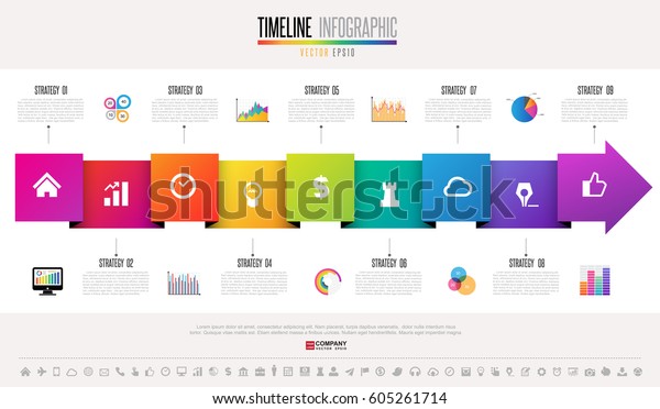 Timeline Infographics Design Template Icons Set Stock Vector Royalty Free