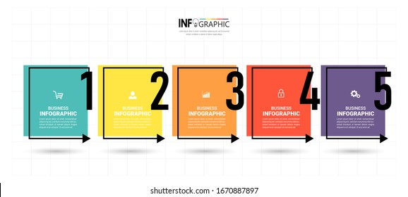 Timeline Infographics design template, linear concept with 5 steps.