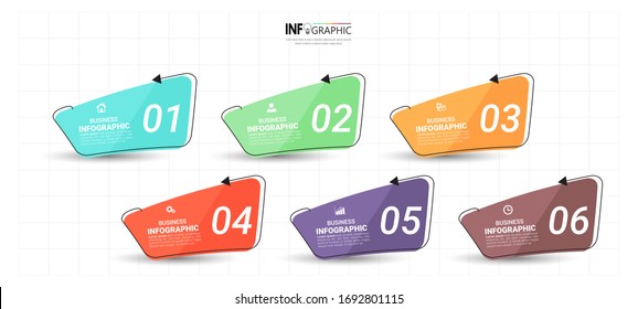 Timeline Infographics design template, linear concept with 6 steps.