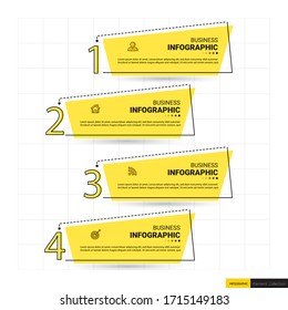 Timeline Infographics design template, linear concept with 4 steps.