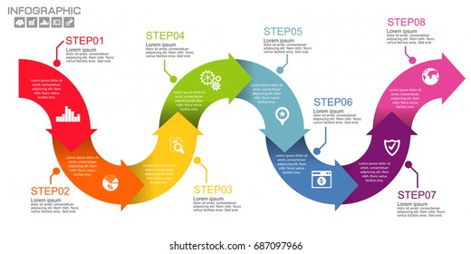 Timeline infographics design template with options, process diagram, vector eps10 illustration