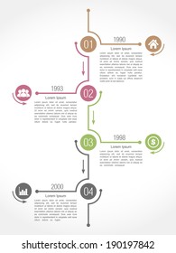 Timeline infographics design template with place for numbers, dates, icons and text, vector eps10 illustration