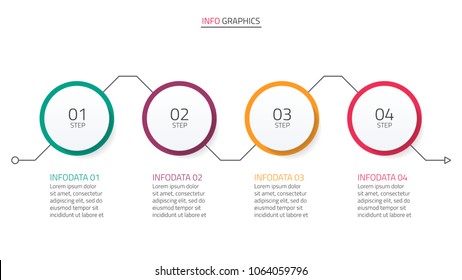 Timeline infographics design template with process arrow line.Business concept with 4 steps, number options.Vector illustration