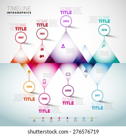 Timeline infographics design template with triangle peaks, vector eps10 illustration