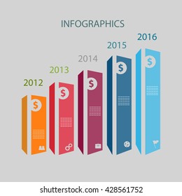 Timeline infographics design with tower, process diagram, vector eps10 illustration