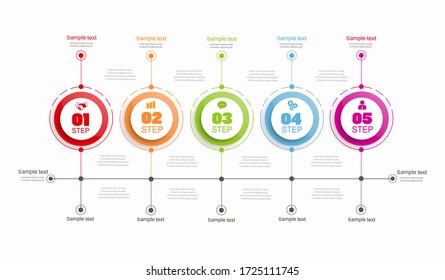 Timeline infographics design vector   with 5 steps, can be used for workflow layout, diagram, annual report, web design. 