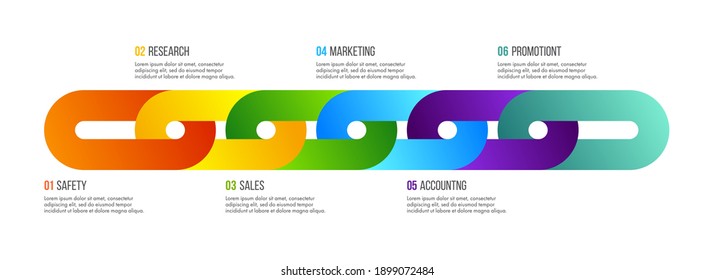 Timeline infographics design vector with blockchain system can be used for workflow layout, diagram, annual report, web design. Business concept with 6 options, steps or processes.
