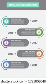 Timeline infographics design vector business concept with 5 options, steps or processes 