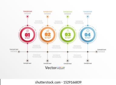 El vector de diseño de infografías de línea de tiempo se puede utilizar para diseño de flujo de trabajo, diagrama, informe anual, diseño web. Concepto de negocio con opciones, pasos o procesos. Pasos vectoriales 10
