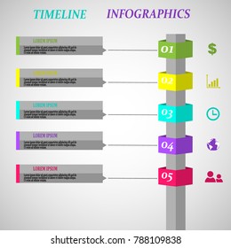 timeline infographics design vector with five options column