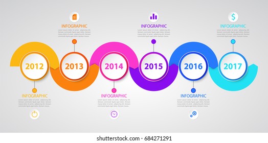 Timeline infographics design vector and icons can be used for workflow layout, diagram, annual report, web design and business concept.