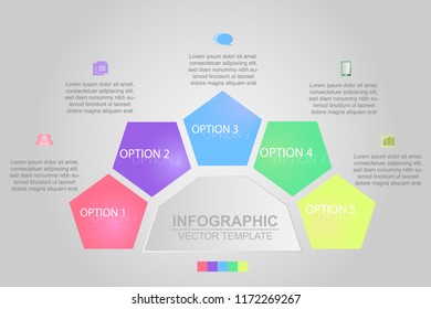Timeline infographics design vector and marketing icons can be used for workflow layout, diagram, annual report, web design. Business concept with 5 options, steps or processes.