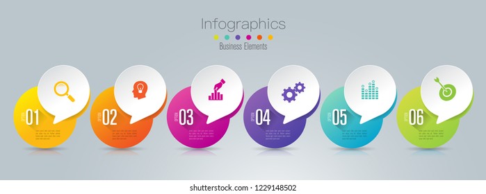 Timeline infographics design vector and marketing icons can be used for workflow layout, diagram, annual report, web design. Business concept with 6 options, steps or processes.