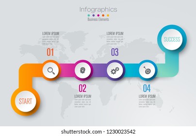 Timeline infographics design vector and marketing icons can be used for workflow layout, diagram, annual report, web design. Business concept with 4 options, steps or processes.