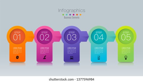 Timeline infographics design vector and marketing icons can be used for workflow layout, diagram, annual report, web design. Business concept with 5 options, steps or processes.