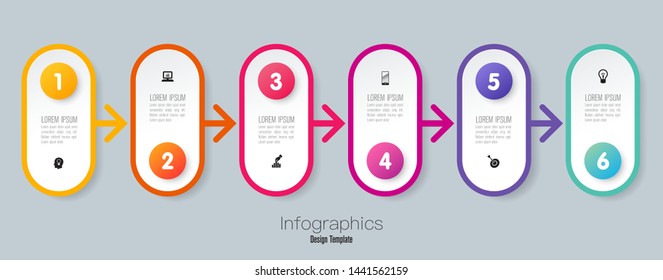 Timeline infographics design vector and marketing icons can be used for workflow layout, diagram, annual report, web design. Business concept with 6 options, steps or processes.