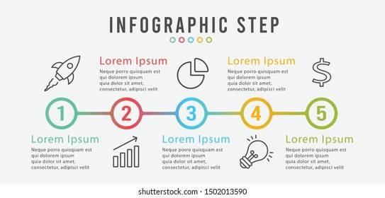 Timeline infographics design vector and marketing icons can be used for workflow layout, diagram, annual report, web design. Business concept with 5 options, steps or processes.