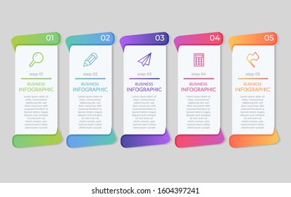 Timeline infographics design vector and marketing icons can be used for workflow layout, diagram, annual report, web design. Business concept with 5 options, steps or processes
