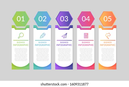 Timeline infographics design vector and marketing icons can be used for workflow layout, diagram, annual report, web design. Business concept with 5 options, steps or processes