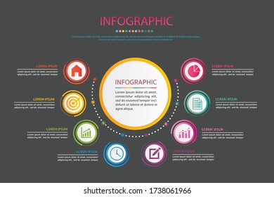 Timeline infographics design vector and marketing icons. Business concept with 8 options, steps or processes .