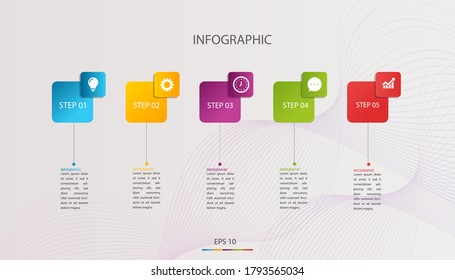 Timeline infographics design vector and marketing icons can be used for workflow layout, diagram, annual report, web design. Business concept with 5 options, steps or processes.