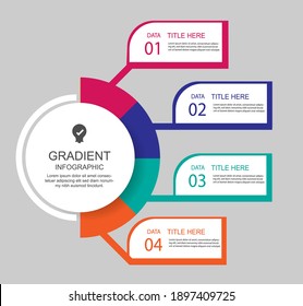 El diseño de infografías de línea de tiempo y los iconos de marketing se pueden utilizar para diseño de flujo de trabajo, diagrama, informe anual, diseño web. Concepto de negocio con 4 opciones, pasos o procesos.