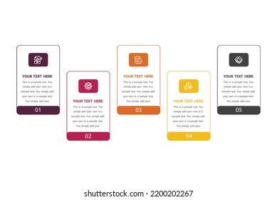 Diseño de infografías de línea de tiempo vectores e iconos de marketing, concepto de negocio con 5 opciones, pasos o procesos