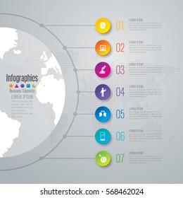 Timeline infographics design vector and marketing icons can be used for workflow layout, diagram, annual report, web design. Business concept with 7 options, steps or processes.