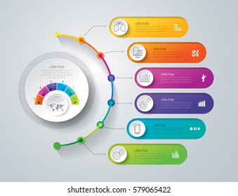 Timeline infographics design vector and marketing icons can be used for workflow layout, diagram, annual report, web design. Business concept with 6 options, steps or processes. - Shutterstock ID 579065422