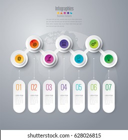 Timeline infographics design vector and marketing icons can be used for workflow layout, diagram, annual report, web design. Business concept with 7 options, steps or processes.