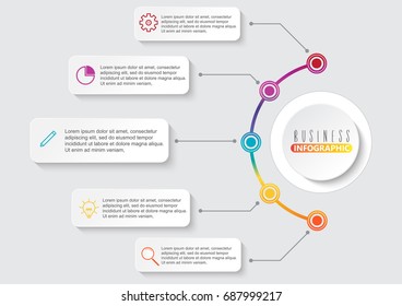 Timeline infographics design vector and marketing icons can be used for workflow layout, diagram, annual report, web design. Business concept with 5 options, steps or processes.