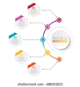 Timeline infographics design vector and marketing icons can be used for workflow layout, diagram, annual report, web design. Business concept with 5 options, steps or processes.