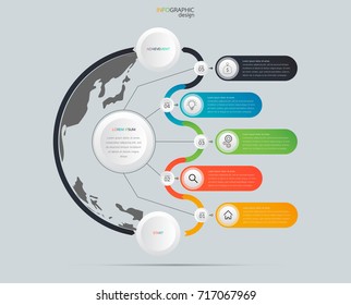 Timeline infographics design vector and marketing icons can be used for workflow layout, diagram, web design. Business concept with 5 options, steps.