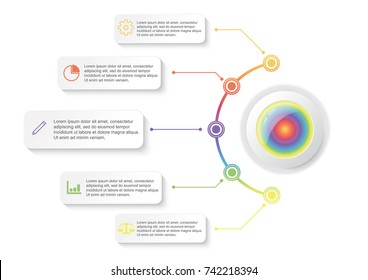 Timeline infographics design vector and marketing icons can be used for workflow layout, diagram, annual report, web design. Business concept with 5 options, steps or processes.