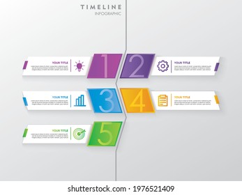 Timeline Infographics Design Vector, Workflow Layout, Diagram, Annual Report, Web Design.  5 Options, Steps or Processes of Business Concept

