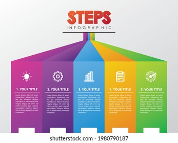 Timeline Infographics Design Vector, Workflow Layout, Diagram, Annual Report, Web Design.  5 Options, Steps or Processes of Business Concept
