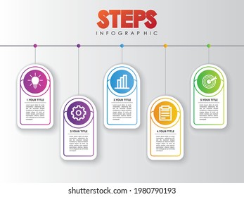 Timeline Infographics Design Vector, Workflow Layout, Diagram, Annual Report, Web Design.  5 Options, Steps or Processes of Business Concept
