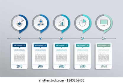 Timeline infographics for diagrams, graphs, web design. Creative business concept with 5 options. Weekly planner.