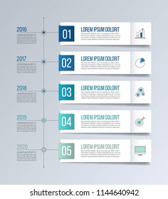 Timeline infographics for diagrams, graphs, web design. Creative business concept with 5 options.